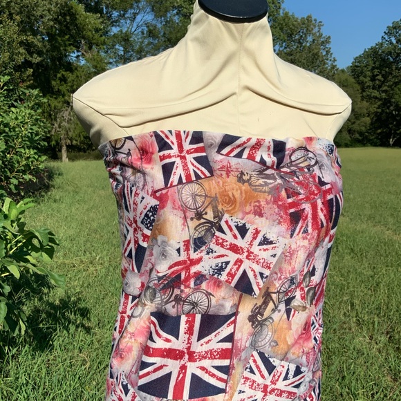 NWOT TWIGGY LONDON Union Jack Print Strapless Pencil Dress - Picture 4 of 11